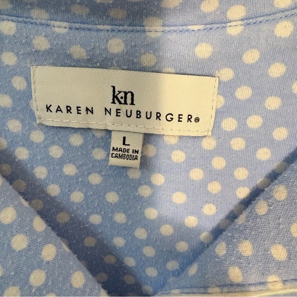 Karen Neuburger Womens Blue/White Polka Dot Pajama Set Cotton Blend Large - Picture 6 of 10
